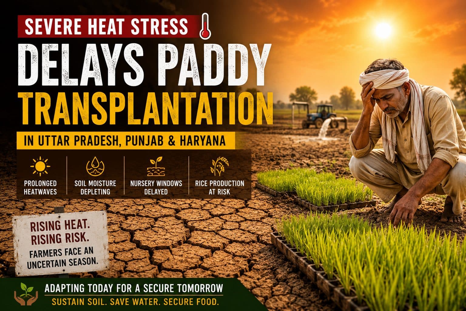 Severe Heat Stress Delays Paddy Transplantation in Uttar Pradesh, Punjab and Haryana