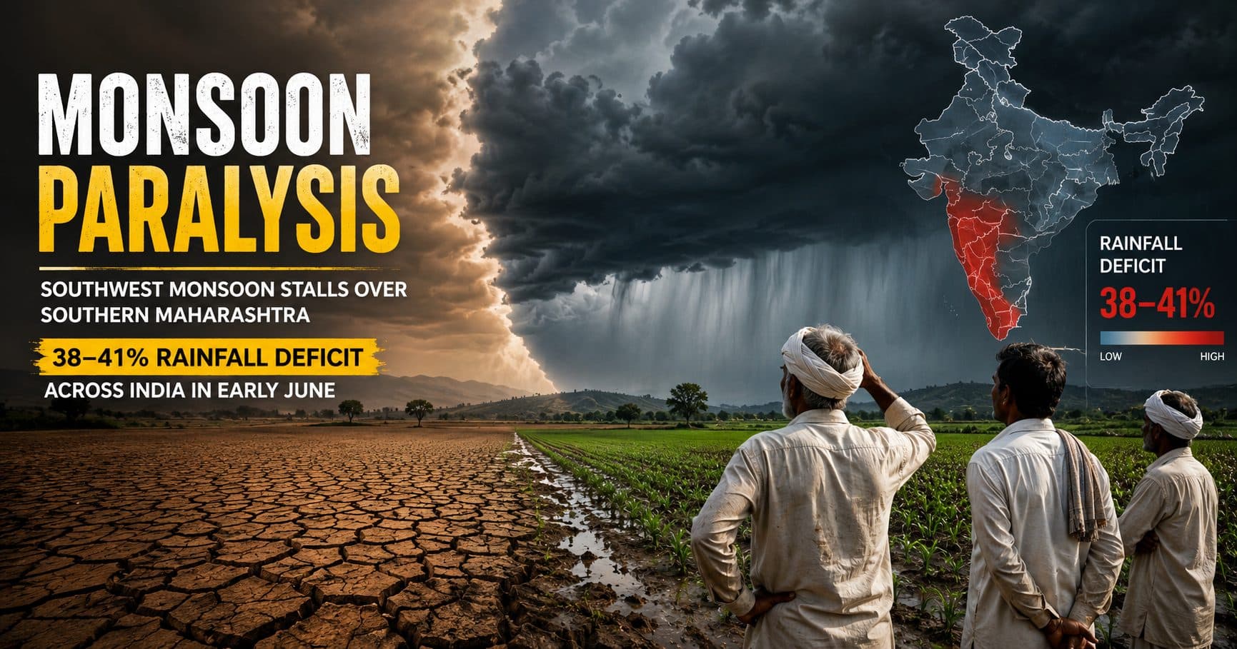 Monsoon Paralysis: Why the Southwest Monsoon Stalled Over Maharashtra and What a 38–41% Rainfall Deficit Means for India