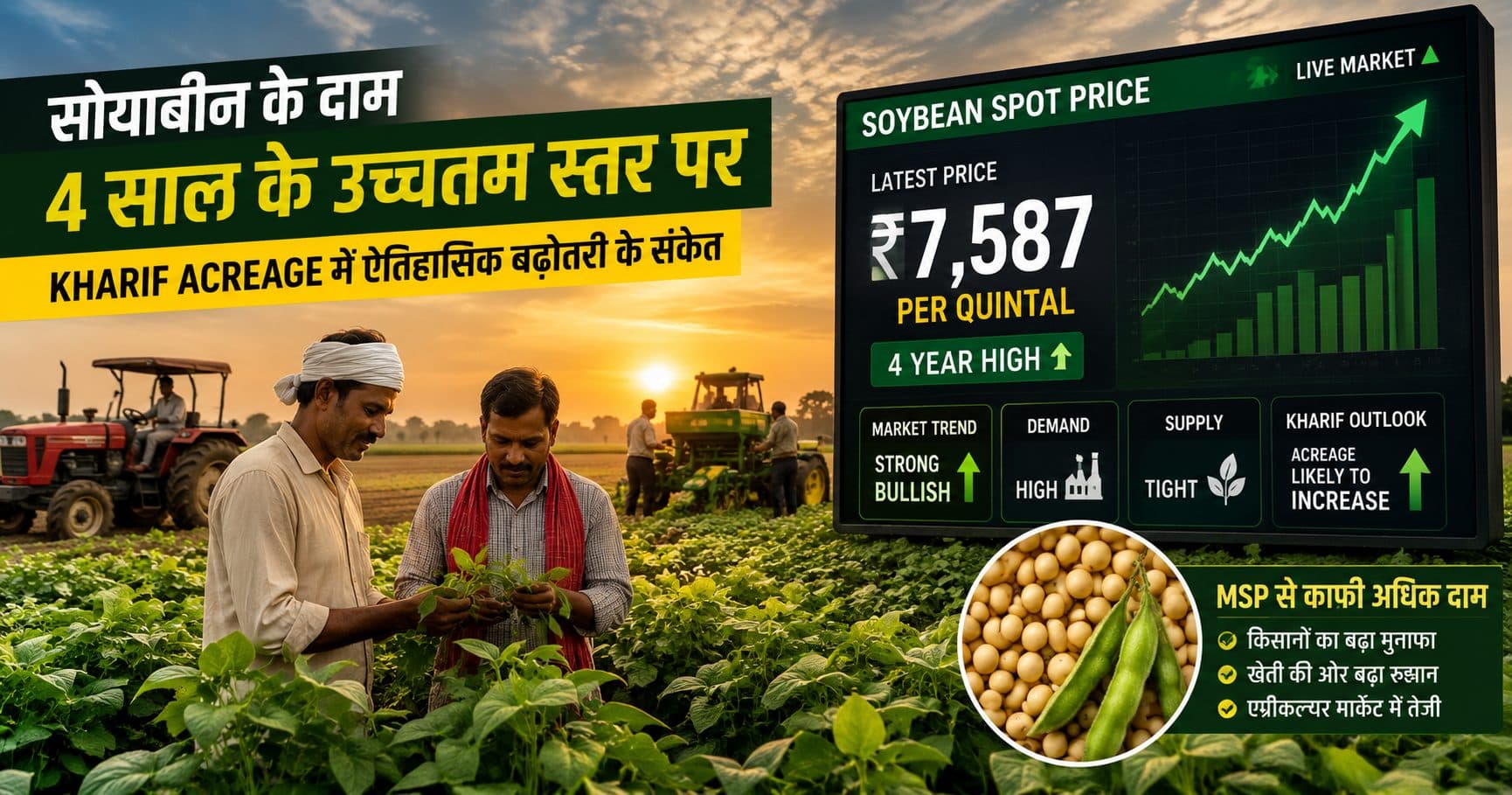 Market Arbitrage in Soybean: Spot Prices Hit ₹7,587 per Quintal, Triggering a Potential Kharif Acreage Boom