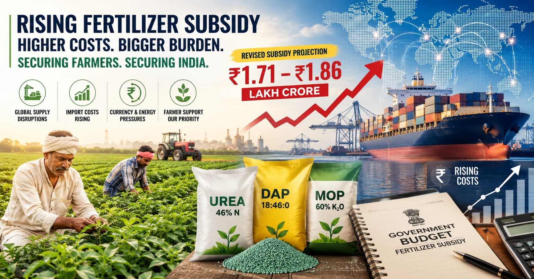India’s Fertilizer Subsidy Bill May Rise to ₹1.86 Lakh Crore: What It Means for Farmers, Agribusinesses, and Agricultural Sustainability