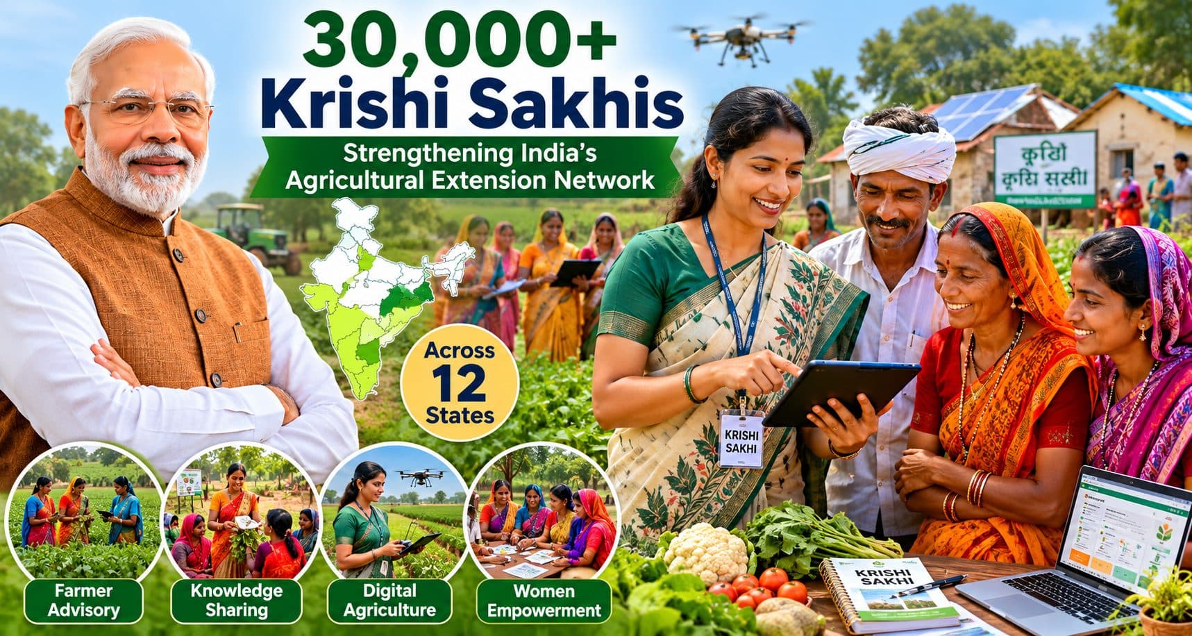Extension Mobilization in India: PM Narendra Modi Certifies 30,000+ Krishi Sakhis to Strengthen Agricultural Advisory Services