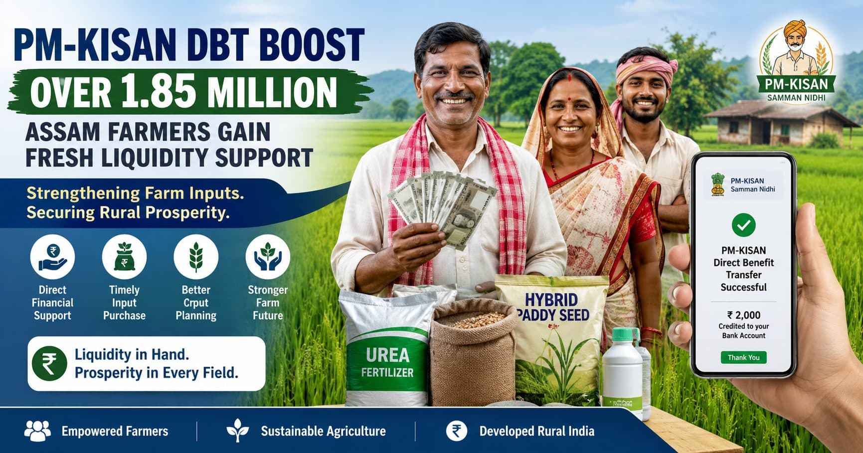 PM-KISAN DBT Boost: Over 1.85 Million Assam Farmers Gain Fresh Liquidity Support for Farm Inputs