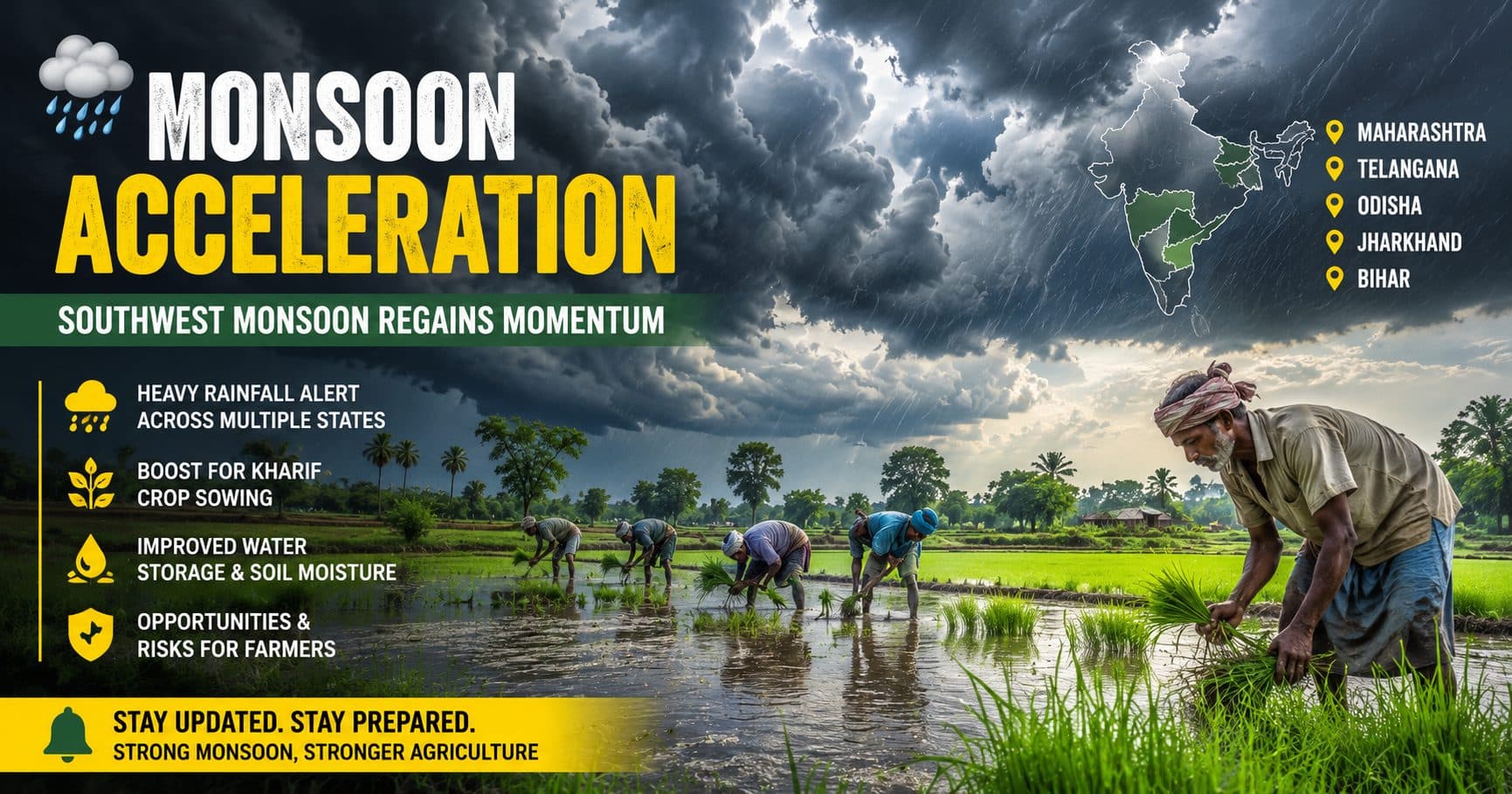 Monsoon Acceleration Across India: Southwest Monsoon Regains Momentum Bringing Relief and Opportunities for Farmers