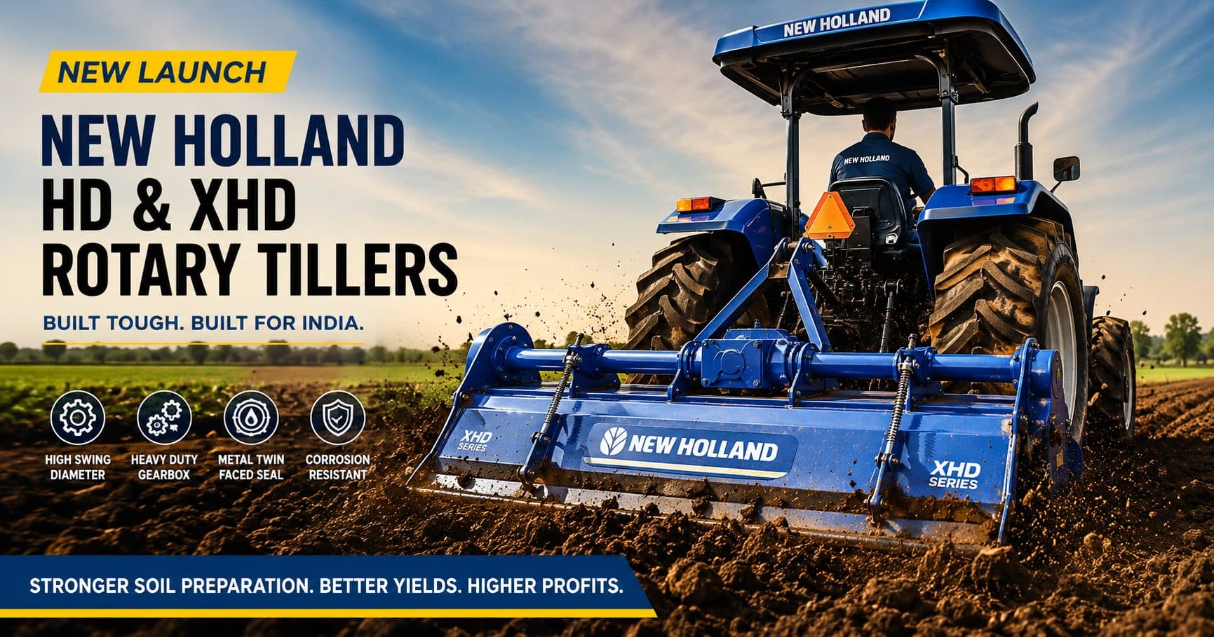 Mechanization Push: New Holland Launches HD & XHD Rotary Tillers for Tough Soil Preparation in India