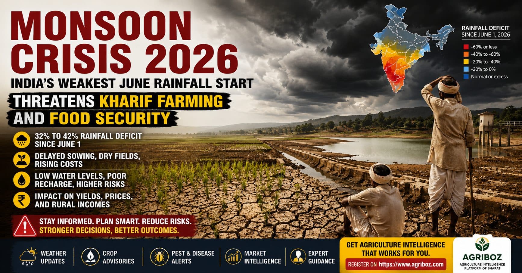 Monsoon Crisis 2026: India's Weakest June Rainfall Start Threatens Kharif Farming and Food Security