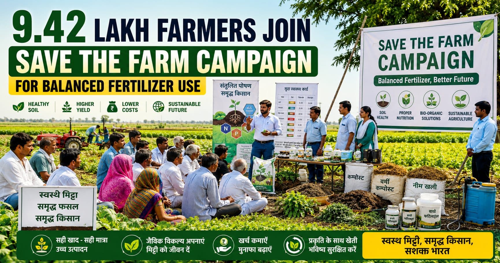 National Extension Mobilization: 9.42 Lakh Farmers Drive Balanced Fertilizer Use Through Save the Farm Campaign