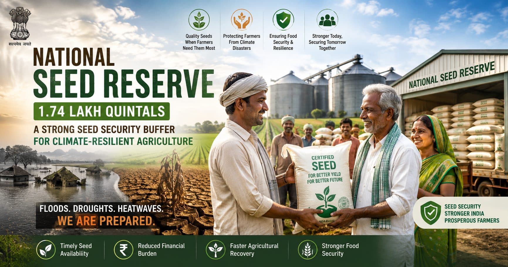 National Seed Reserve of 1.74 Lakh Quintals: How India’s Seed Security Buffer Protects Farmers from Climate Risks