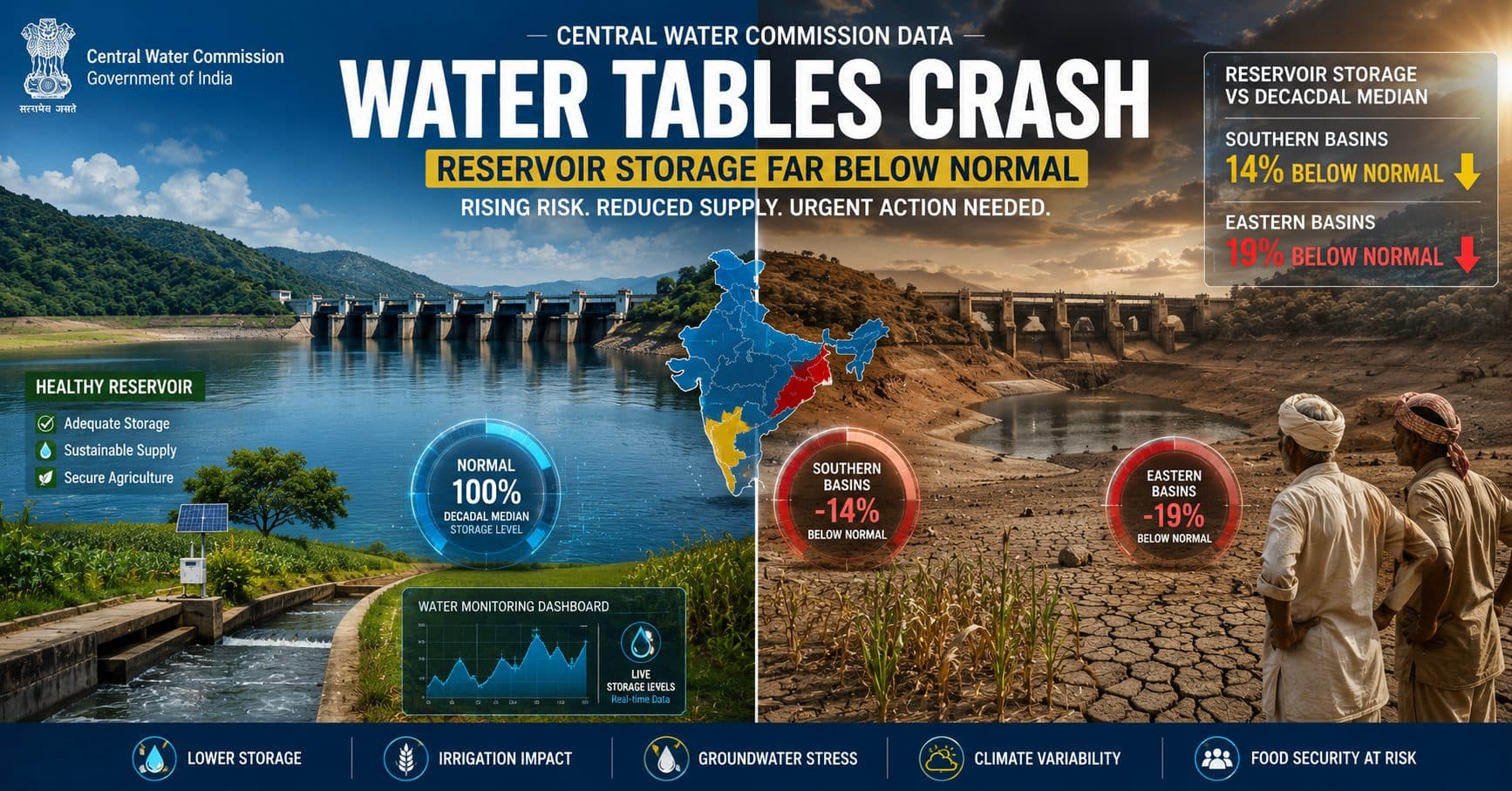 Water Tables Crash: Southern and Eastern Reservoir Storage Falls Sharply Below Decadal Normals