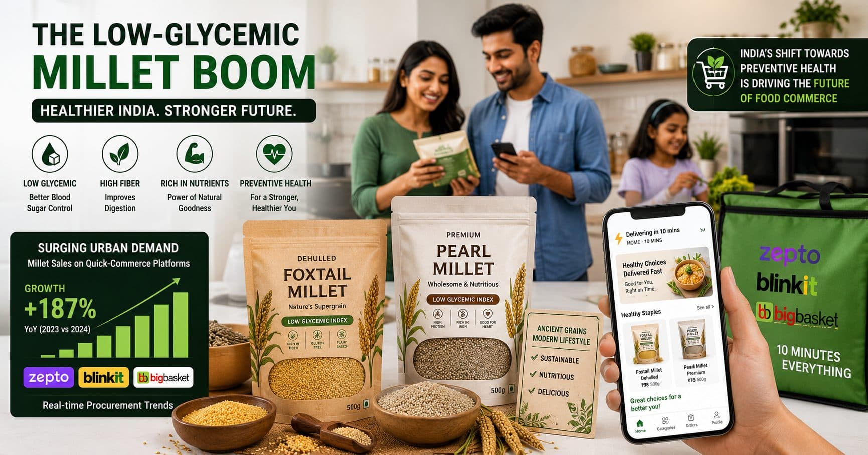 The Low-Glycemic Quick-Commerce Boom: How Millets Are Becoming India’s Next Urban Consumption Megatrend