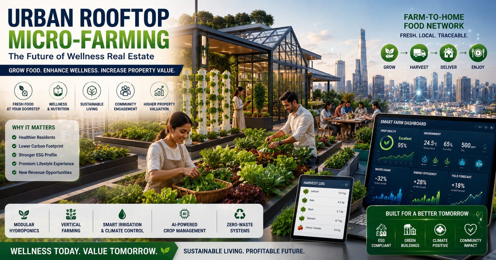 Urban Rooftop Micro-Farming: How Premium Food Production Networks Are Redefining Wellness Real Estate Value