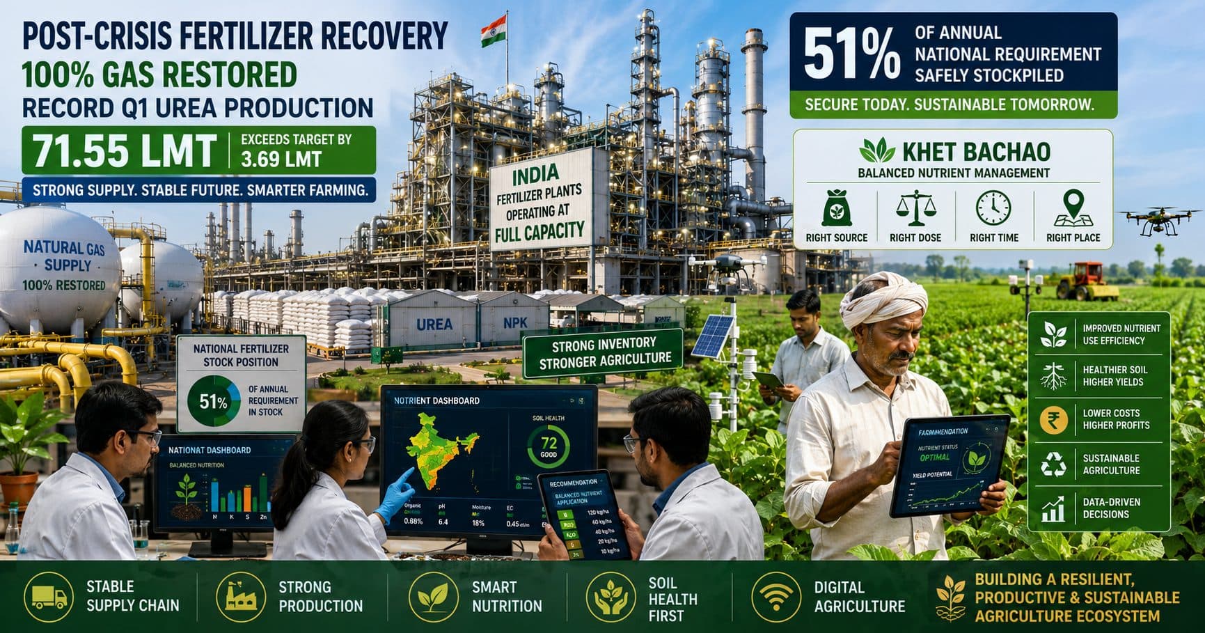 Post-Crisis Fertilizer Recovery: How India’s 100% Gas Restoration and Record Urea Output Are Reshaping Smart Farming
